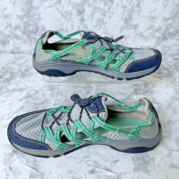 Chaco Womens Trail Shoes 10.5 Gray Teal Mesh Hiking Sneakers Adventure Outdoor‎ - Picture 6 of 16